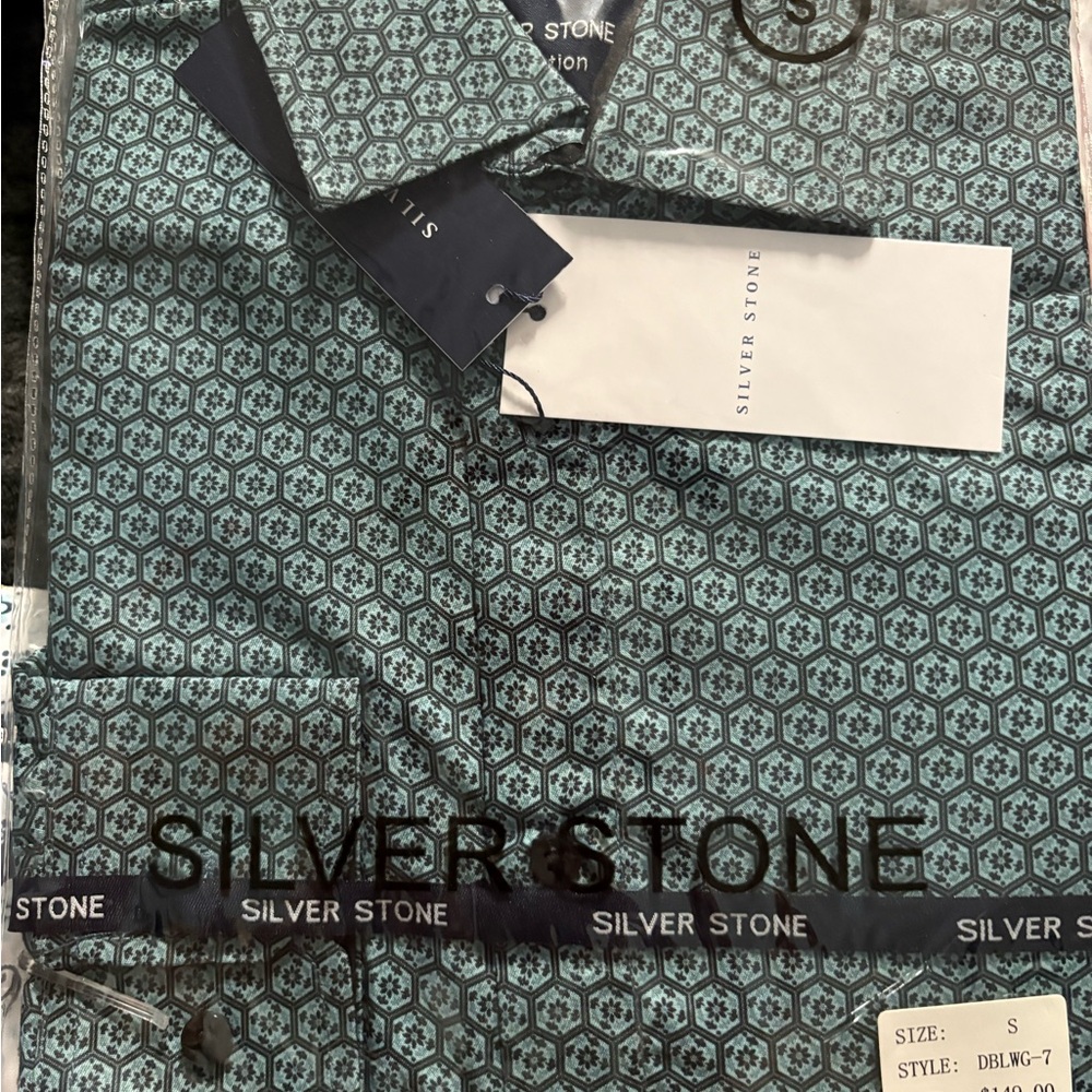 Elegant Teal Patterned Dress Shirt